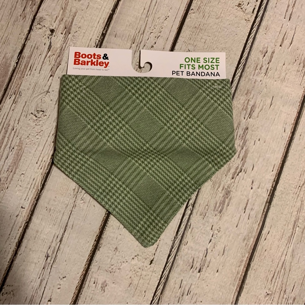 NWT pet bandana in olive green tweed one size fits most